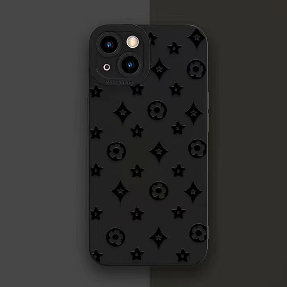 NEW iPhone 12 Diamond Flower Star Designer Inspired Black Phone Case - Picture 3 of 3
